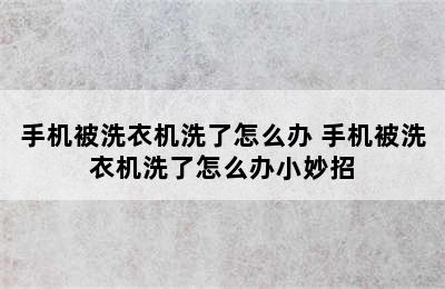 手机被洗衣机洗了怎么办 手机被洗衣机洗了怎么办小妙招